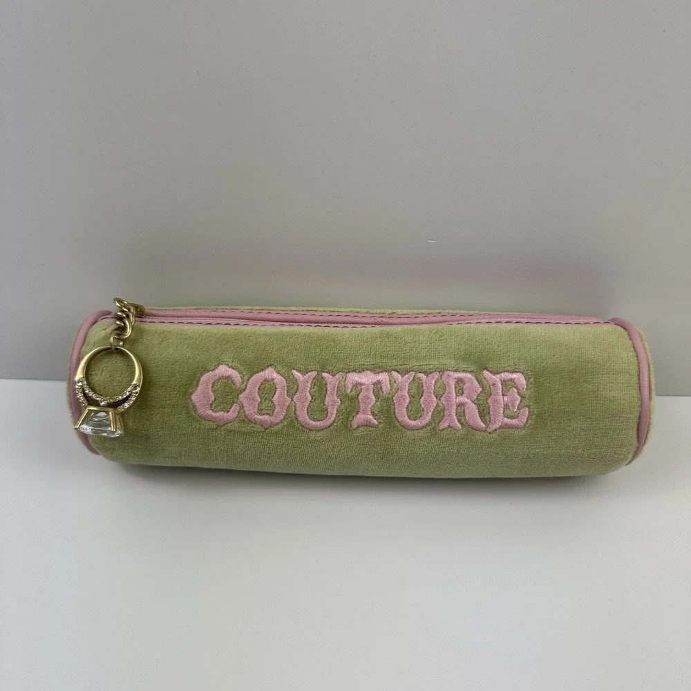 Y2K Vtg Juicy Couture 2pc Velour Cosmetic Organizer Jewelry Roll Bag JUICY BLING